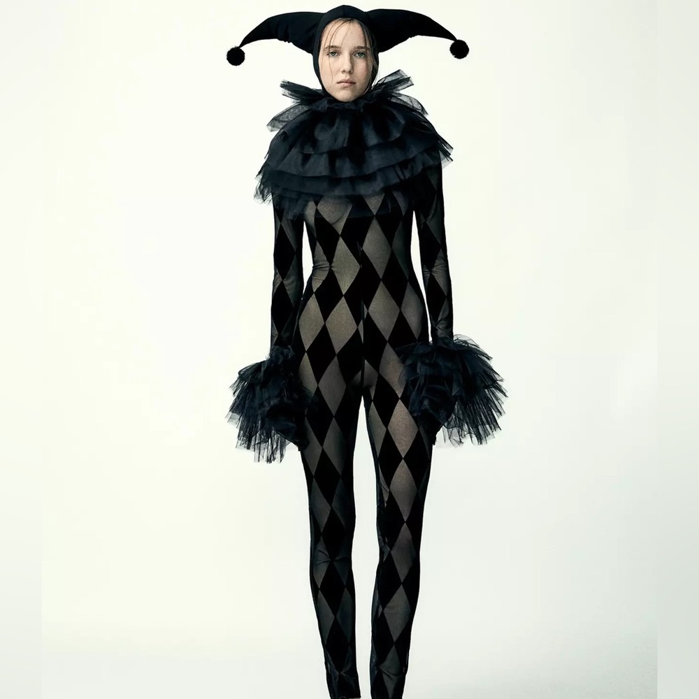 ZARA Long Argyle Tulle Jester Costume